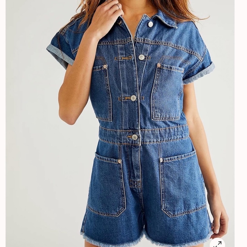 We The Free Blue Denim Romper Jumper Jump Suite | Size XS